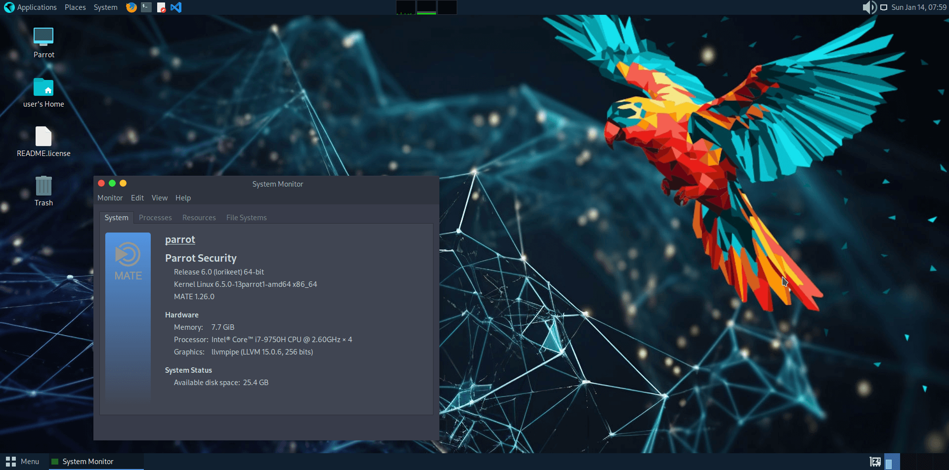 Parrot OS Interface